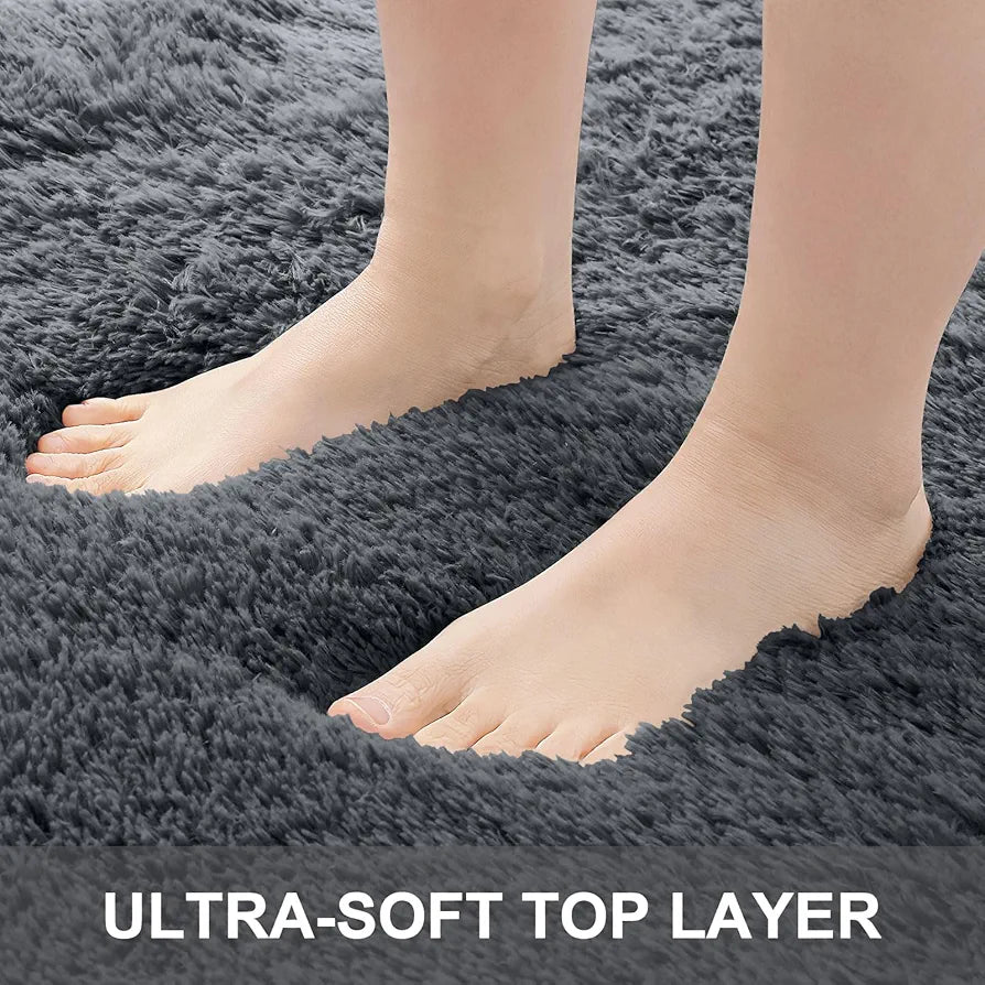 OLANLY Area Rugs for Living Room Bedroom, Machine Washable 4x5.9 ft Soft Fluffy Shaggy Bedside Rug, Indoor Floor Carpet for Kids Girls and Boys, Dorms, Nursery Rooms, Home Decor Aesthetic, Grey